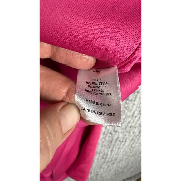 NWT Alexia Admor Valeria Dress Hot Pink Crew Neck Slit Thigh Knee Length Size XL - Picture 6 of 12